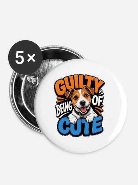 Jack Russell Terrier - Buttons mittel 32 mm (5er Pack) - Weiß
