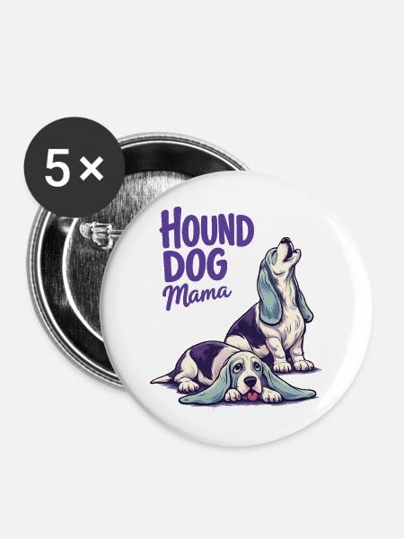 Hound Dog Mama - Buttons mittel 32 mm (5er Pack) - Weiß