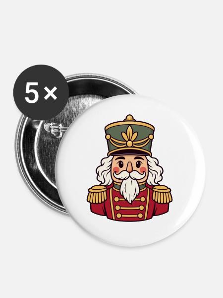 Nussknacker Goldknöpfe - Buttons mittel 32 mm (5er Pack) - Weiß
