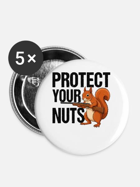 Protect Your Nuts - Buttons mittel 32 mm (5er Pack) - Weiß