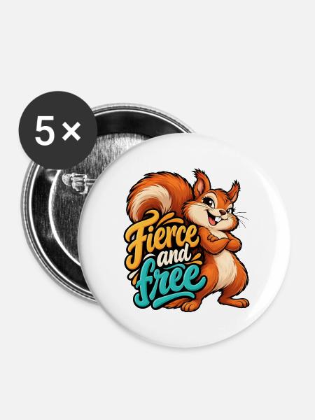 Eichhörnchen - Buttons mittel 32 mm (5er Pack) - Weiß