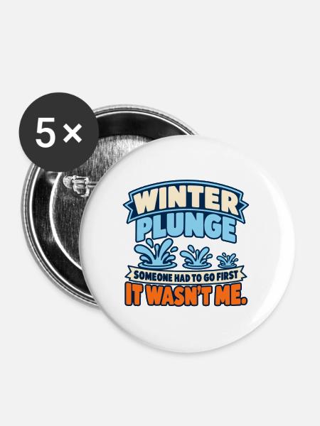 Winter Sprung Kaltwasser-challenge Schwimmfinisher - Buttons mittel 32 mm (5er Pack) - Weiß