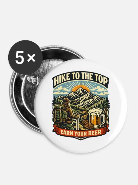 Gipfelsturm Bierverdient - Buttons mittel 32 mm (5er Pack) - Weiß
