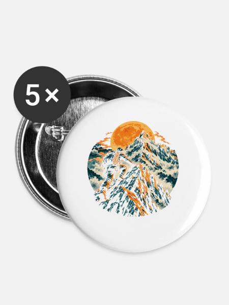 Klettern, Bergsteigen, Kletterer, Berg - Buttons mittel 32 mm (5er Pack) - Weiß