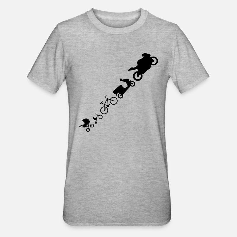 évolution de la moto em582 - T-shirt polycoton Unisexe - gris chiné