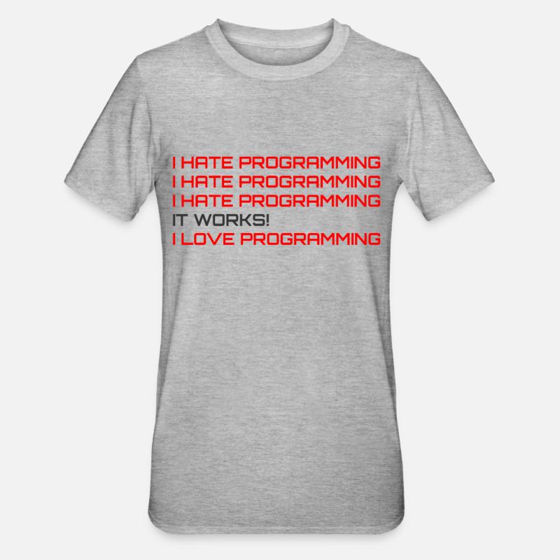 Computerprogrammierer Codierer Software Engineers Geschenk - Unisex Polycotton T-Shirt - Grau meliert