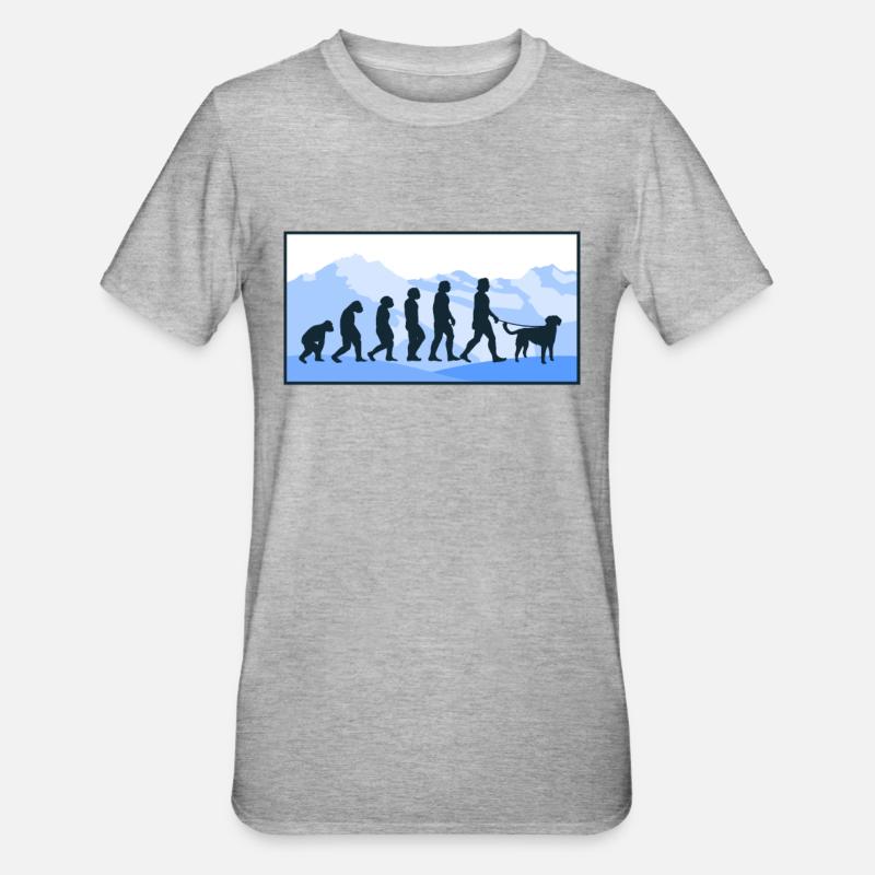 Petit Münsterländer Evolution chiens cadeau - T-shirt polycoton Unisexe - gris chiné