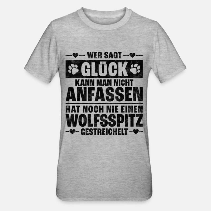 Wolfsspitz Schutzengel deutscher Spitz Spruch - Unisex Polycotton T-Shirt - Grau meliert