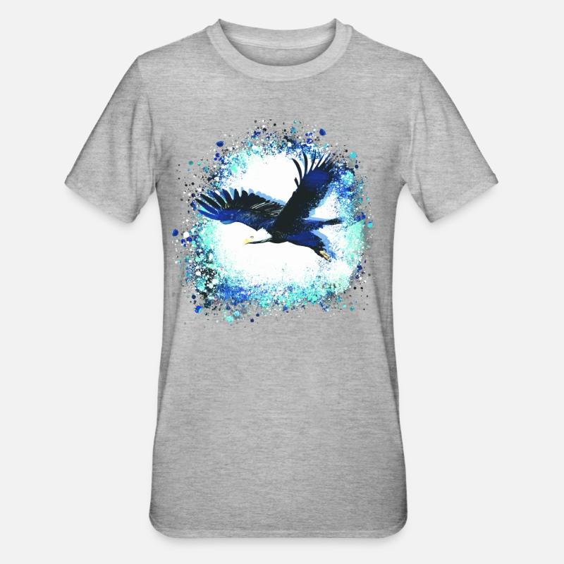 eagle,light blue,fly, illustration,bird, mint - Unisex Polycotton T-Shirt - heather grey