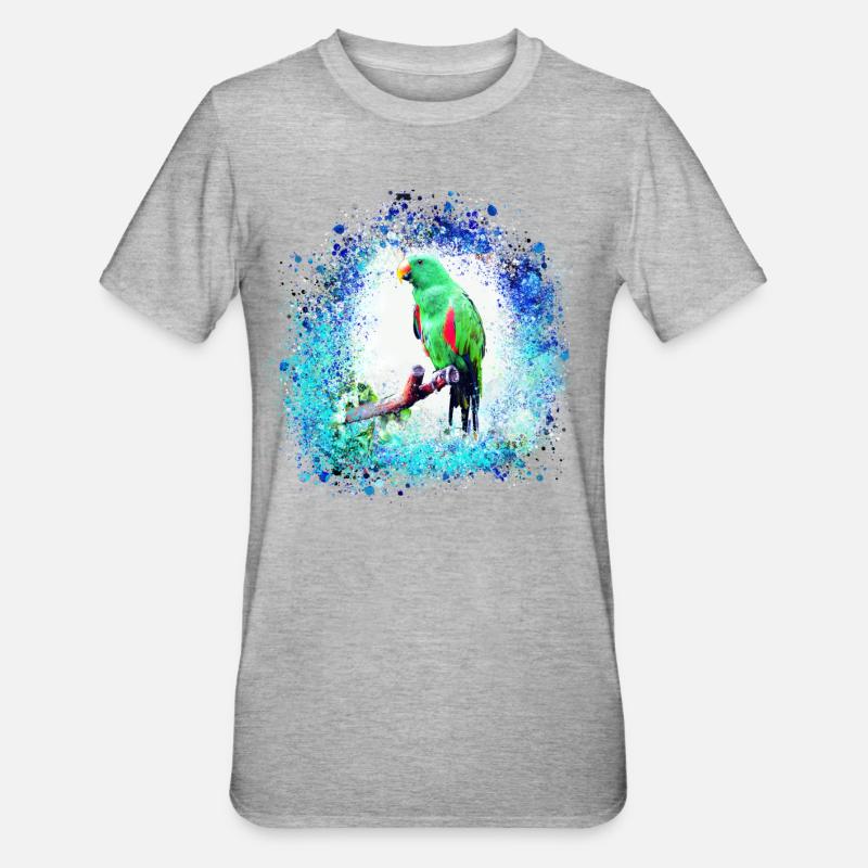 sittich ara,,vogel,graffiti,mint,blau,brush,spray - Unisex Polycotton T-Shirt - Grau meliert