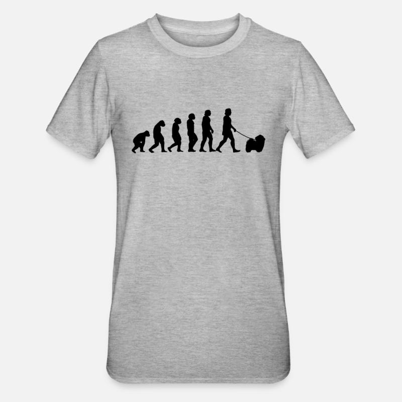 Havaneser Evolution Haushund Geschenk - Unisex Polycotton T-Shirt - Grau meliert