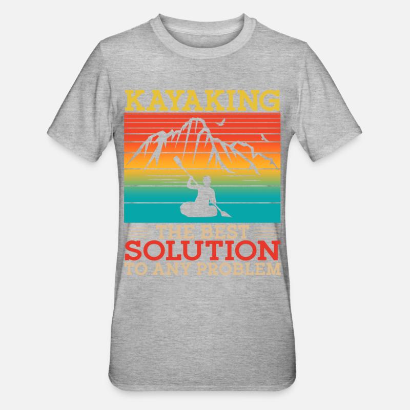 Kayaking The Best Solution Retro - T-shirt polycoton Unisexe - gris chiné