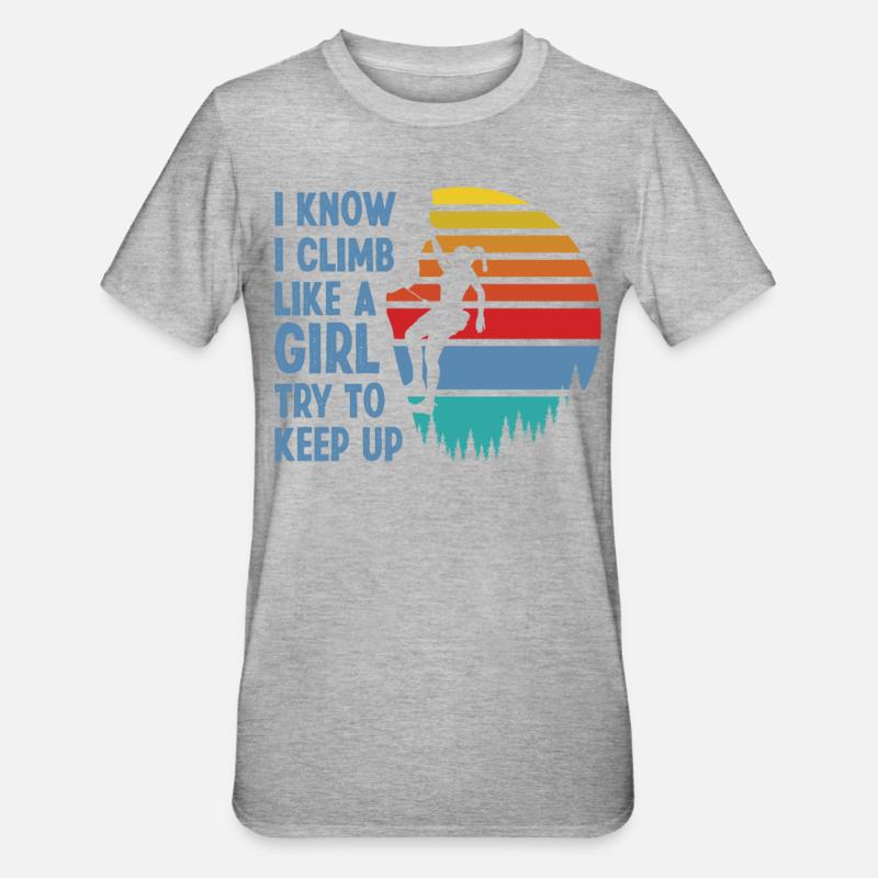 Rock Climbing Climbing Rétro Climb - T-shirt polycoton Unisexe - gris chiné