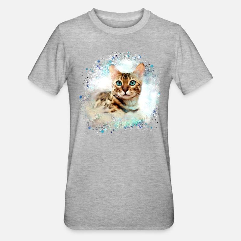 bengalkatze,katze,bengal,graffiti,malerei - Unisex Polycotton T-Shirt - Grau meliert