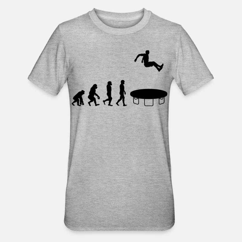 Trampolin Jumper Jumping Gymnastics Evolution - Unisex Polycotton T-Shirt - Grau meliert