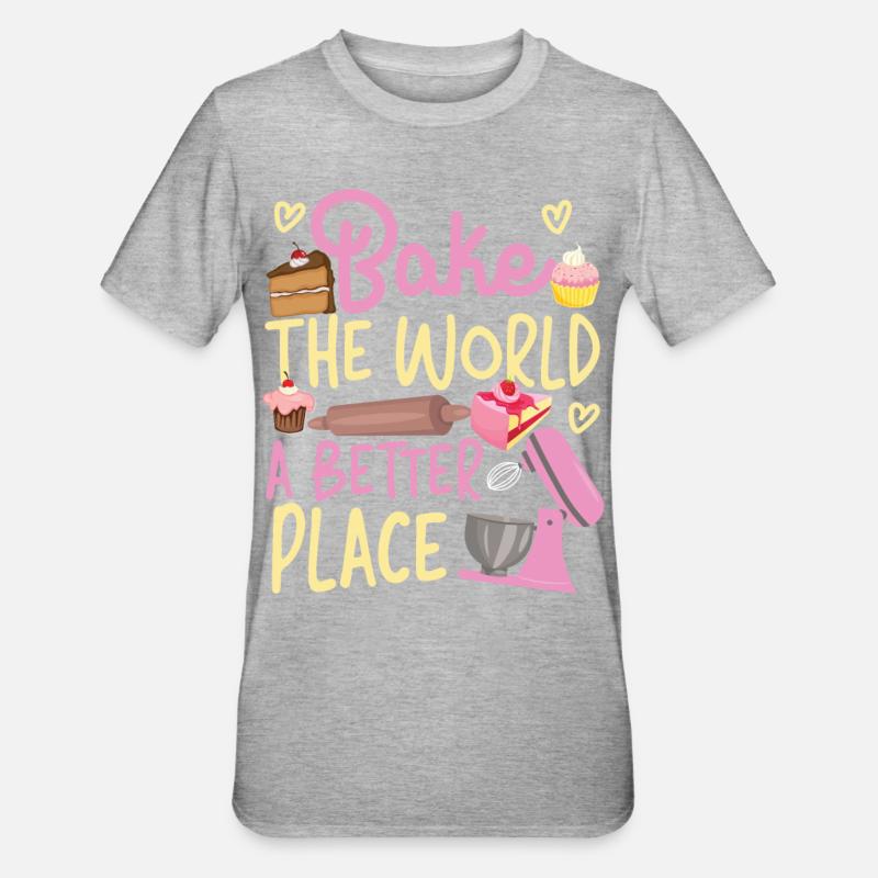Bake Baking Beater Bake The World - Unisex Polycotton T-Shirt - heather grey