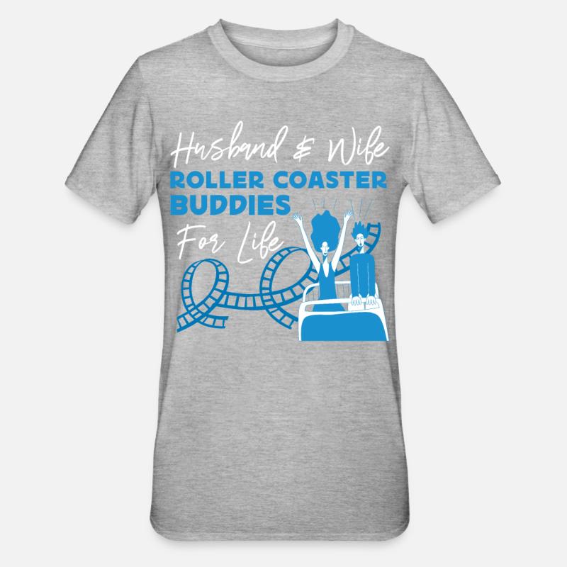 Roller Coaster Marriage Wedding - Unisex Polycotton T-Shirt - Grau meliert