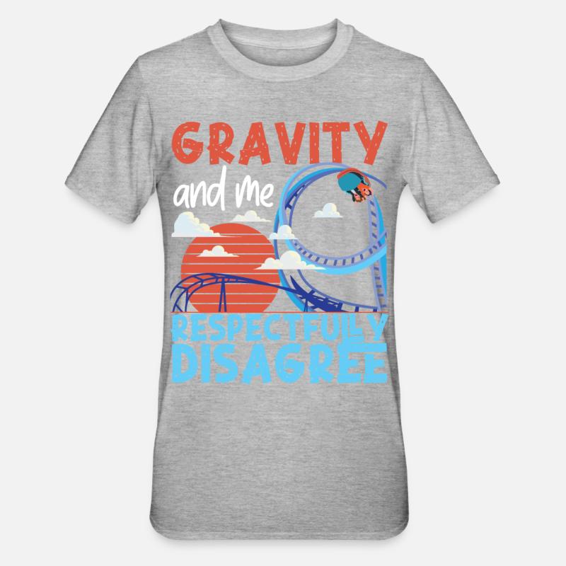 Roller Coaster Gravity And Me - Unisex Polycotton T-Shirt - Grau meliert