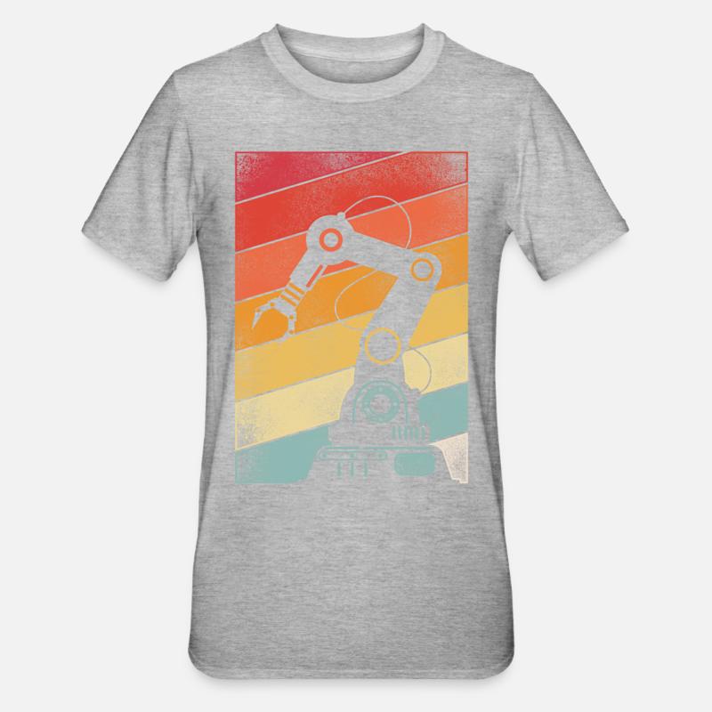 Robot Robotics Engineer Retro - Unisex Polycotton T-Shirt - heather grey