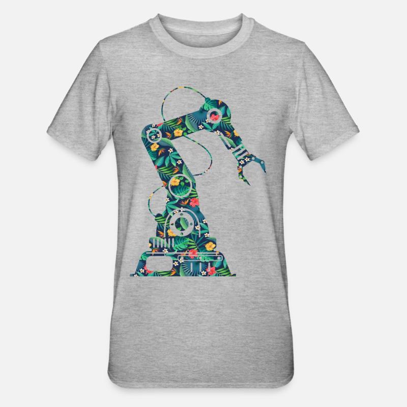 Robot Robotics Engineer Flower - Unisex Polycotton T-Shirt - heather grey
