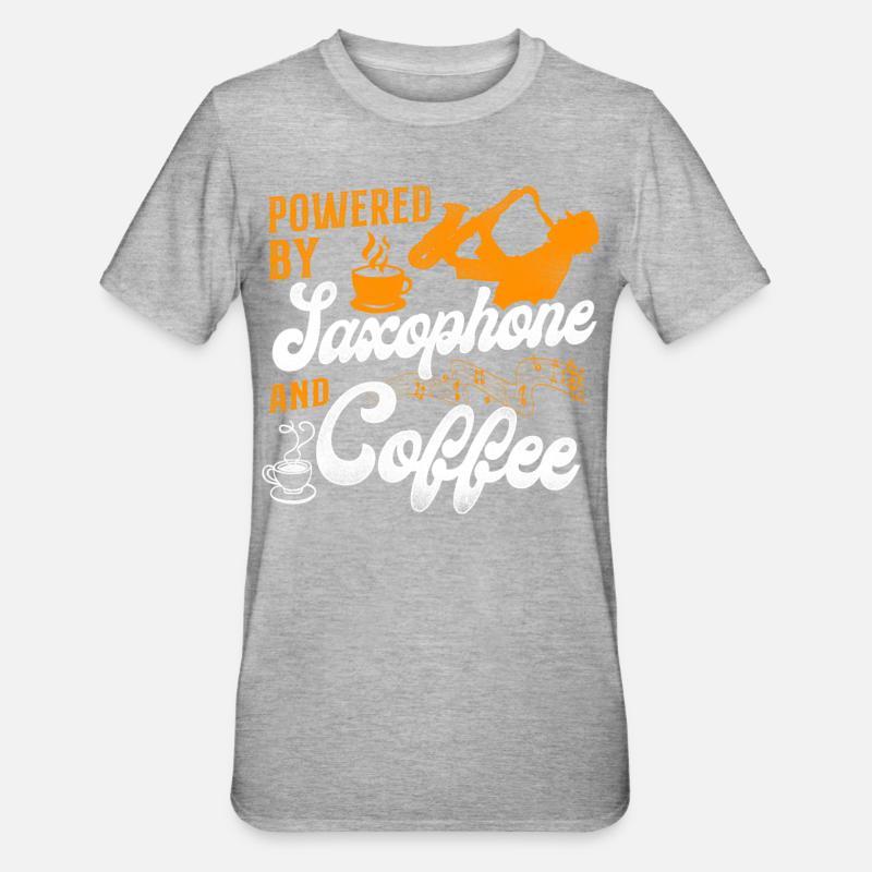 Saxophone Café Propulsé par - T-shirt polycoton Unisexe - gris chiné