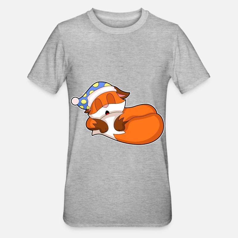 Fox Sleeping Nightcap - Unisex Polycotton T-Shirt - heather grey