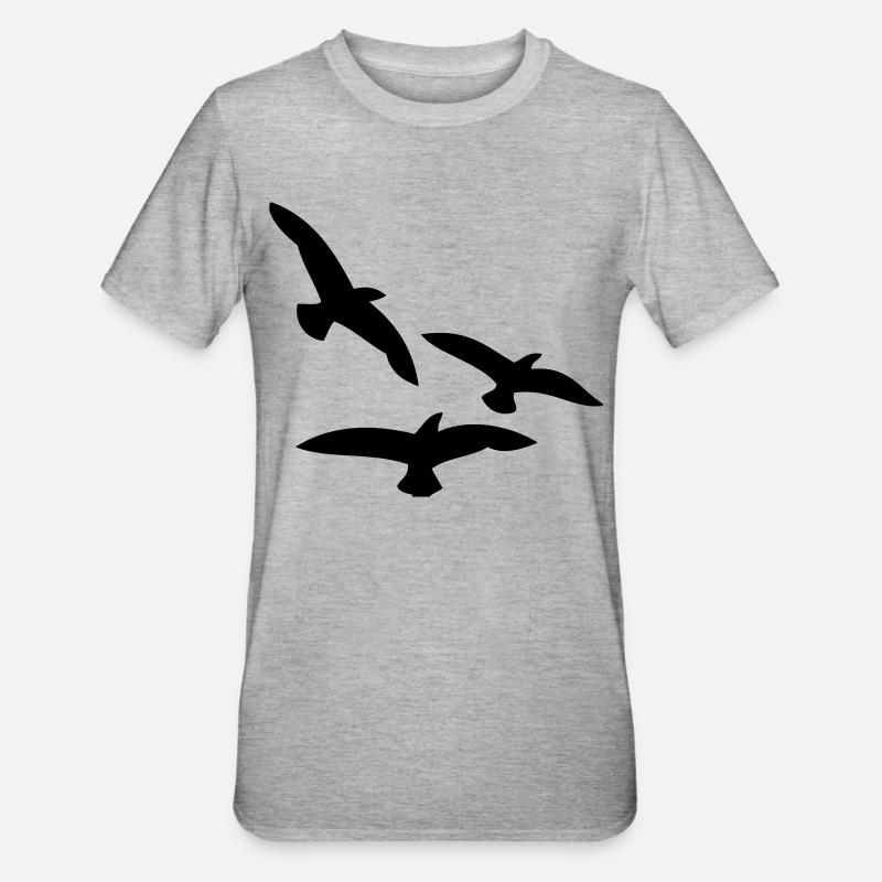 Oiseaux - T-shirt polycoton Unisexe - gris chiné