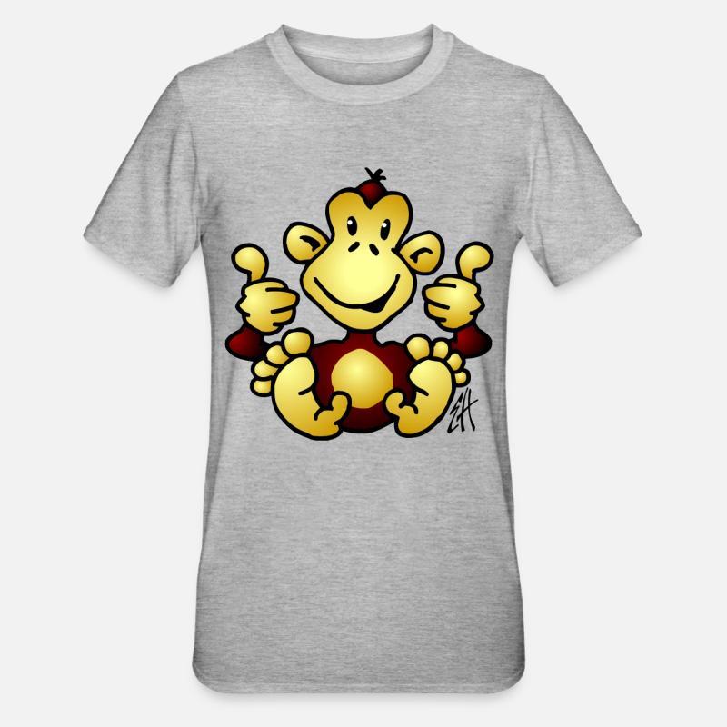 Affe - Unisex Polycotton T-Shirt - Grau meliert