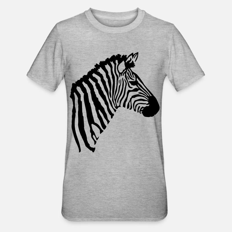 Zebra Kopf - Unisex Polycotton T-Shirt - Grau meliert