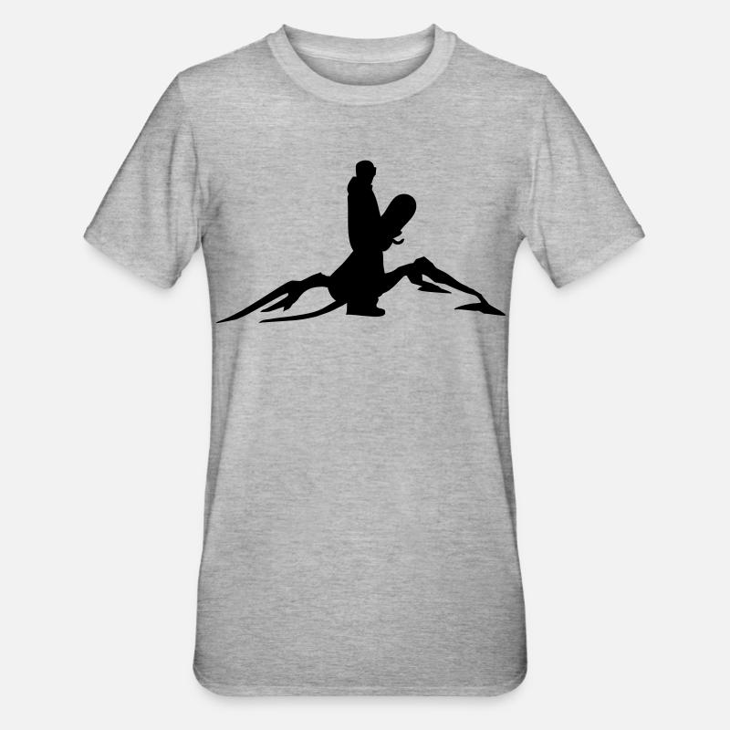 Snowboarder mit Berg - Unisex Polycotton T-Shirt - Grau meliert