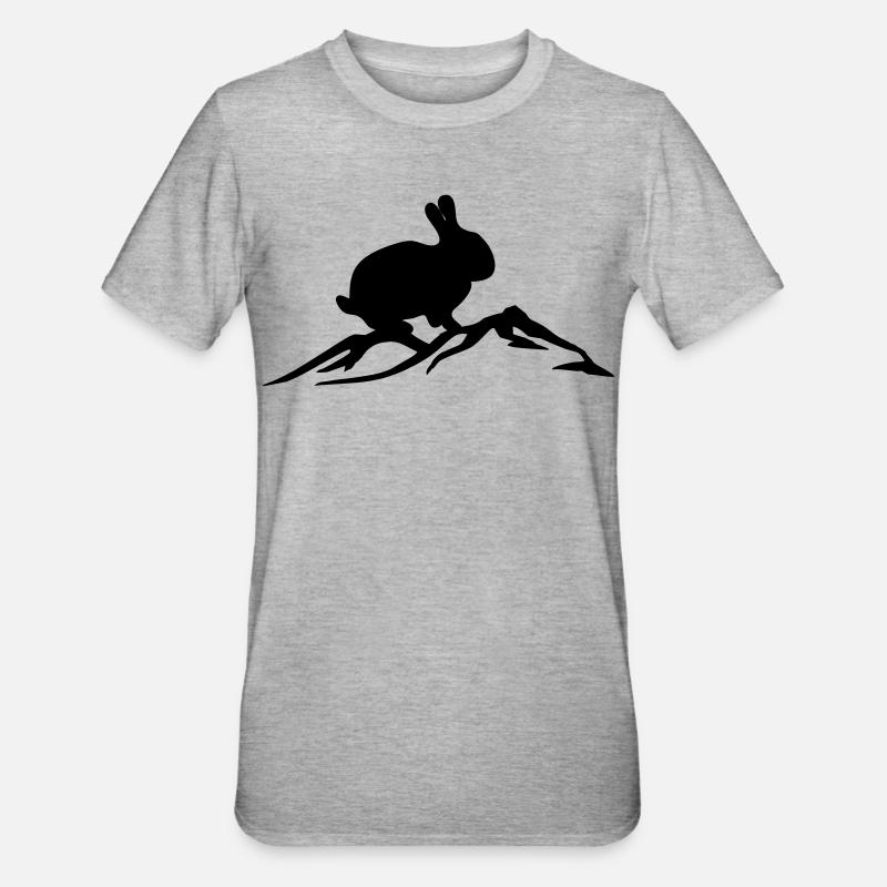 Bunny on mountain - Unisex Polycotton T-Shirt - heather grey