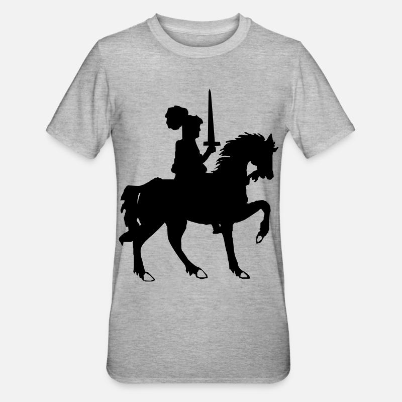 Cavaliere con spada e cavallo - Maglietta unisex, mix cotone e poliestere - grigio melange