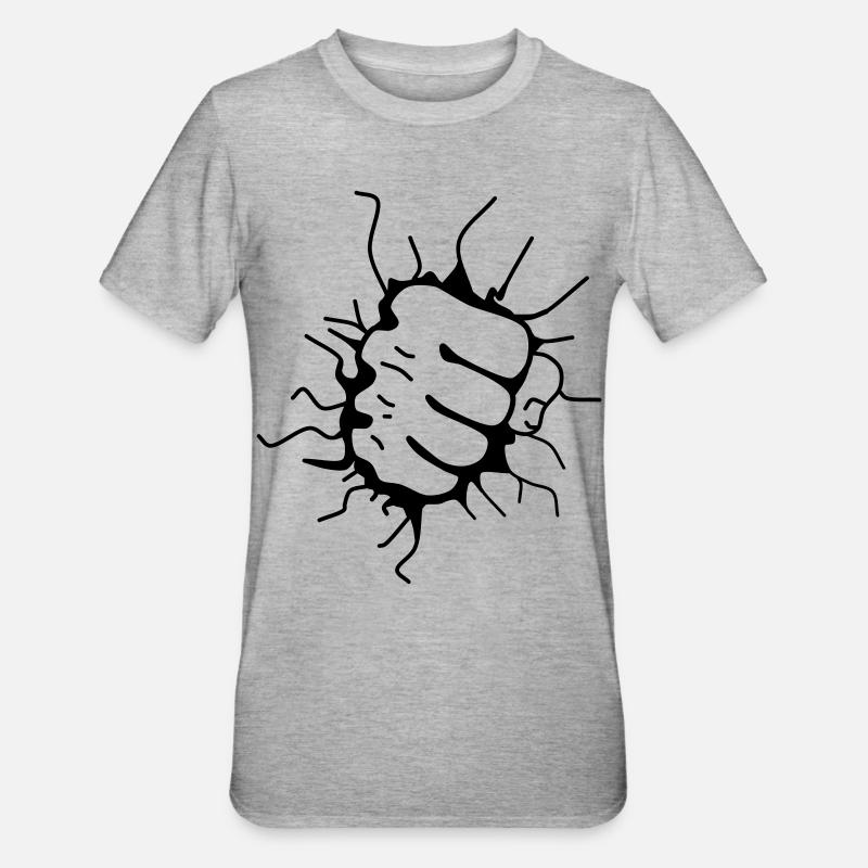 Faustschlag Faust Fäustling Punch - Unisex Polycotton T-Shirt - Grau meliert