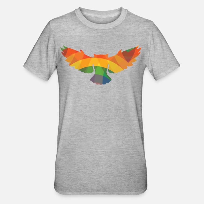Farbige Eule - Unisex Polycotton T-Shirt - Grau meliert