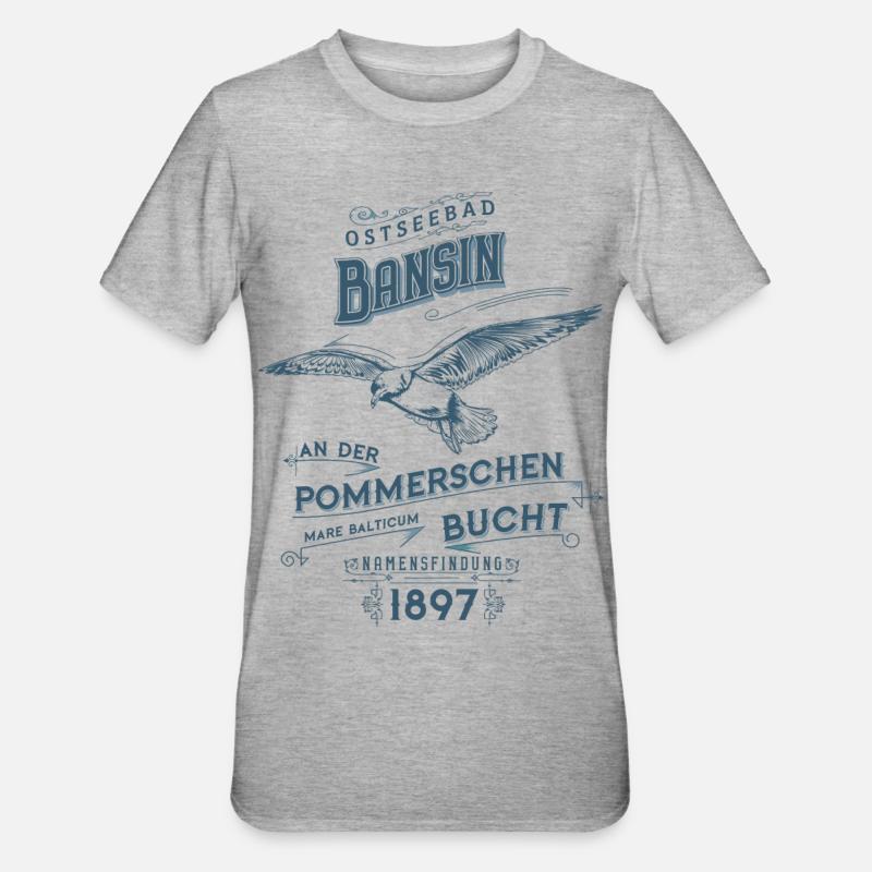 Ostseebad Bansin - Unisex Polycotton T-Shirt - Grau meliert