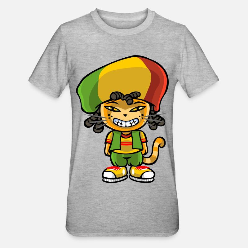 Reggae chat - T-shirt polycoton Unisexe - gris chiné