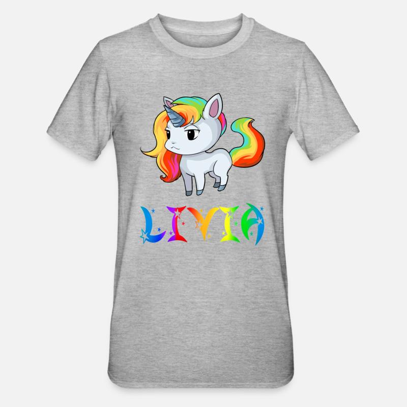 Livia Einhorn - Unisex Polycotton T-Shirt - Grau meliert