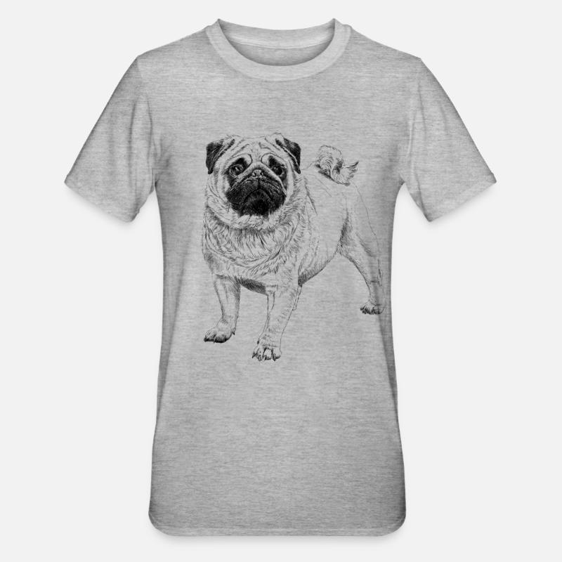 Pug - T-shirt polycoton Unisexe - gris chiné