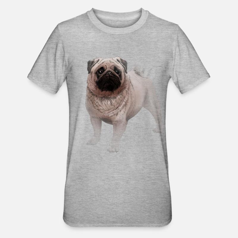 Mops - Unisex Polycotton T-Shirt - Grau meliert