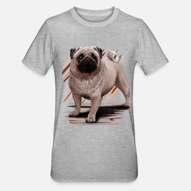 Mops - Unisex Polycotton T-Shirt - Grau meliert