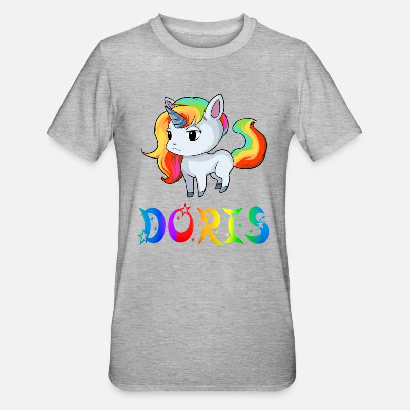 Einhorn Doris - Unisex Polycotton T-Shirt - Grau meliert