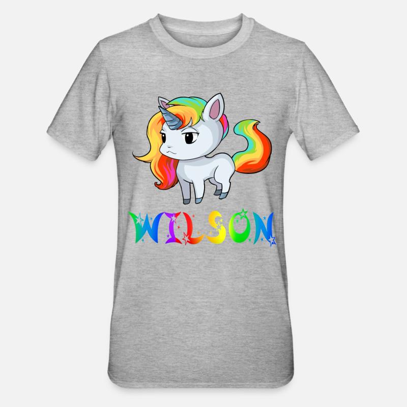 Einhorn Wilson - Unisex Polycotton T-Shirt - Grau meliert