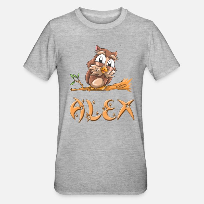 Eule Alex - Unisex Polycotton T-Shirt - Grau meliert