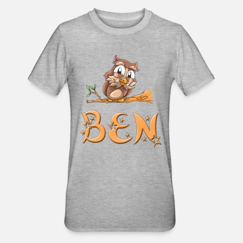 Ugle Ben - Unisex polycotton T-shirt - grå meleret