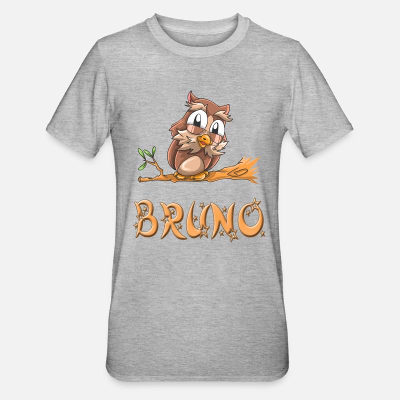 Eule Bruno - Unisex Polycotton T-Shirt - Grau meliert