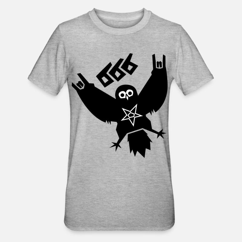 Black Metal Eule - Unisex Polycotton T-Shirt - Grau meliert