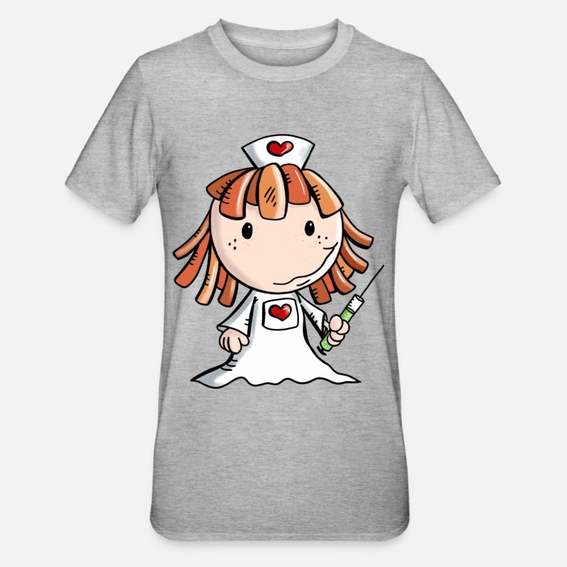 fumetto Infermiera con il cuore e la siringa - Maglietta unisex, mix cotone e poliestere - grigio melange