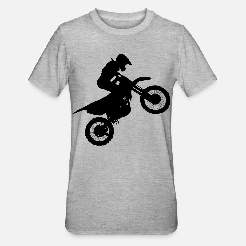 Image du pilote de motocross # - T-shirt polycoton Unisexe - gris chiné
