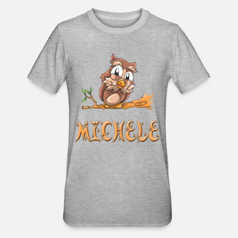 Eule Michele - Unisex Polycotton T-Shirt - Grau meliert