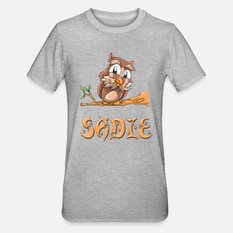 Eule Sadie - Unisex Polycotton T-Shirt - Grau meliert